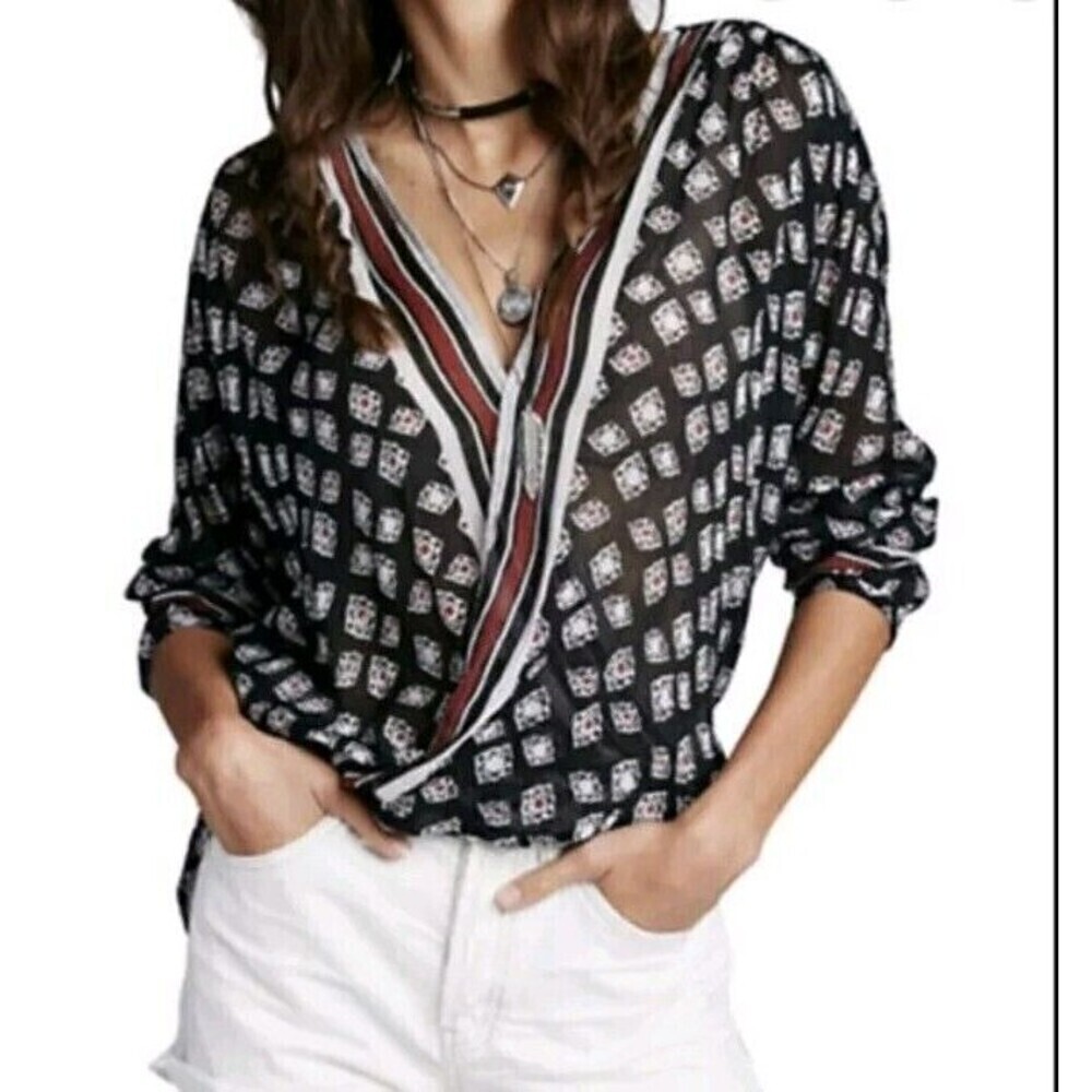 Hippie Laundry Tunic Top 2X Boho Beachy‎ Navy Blue